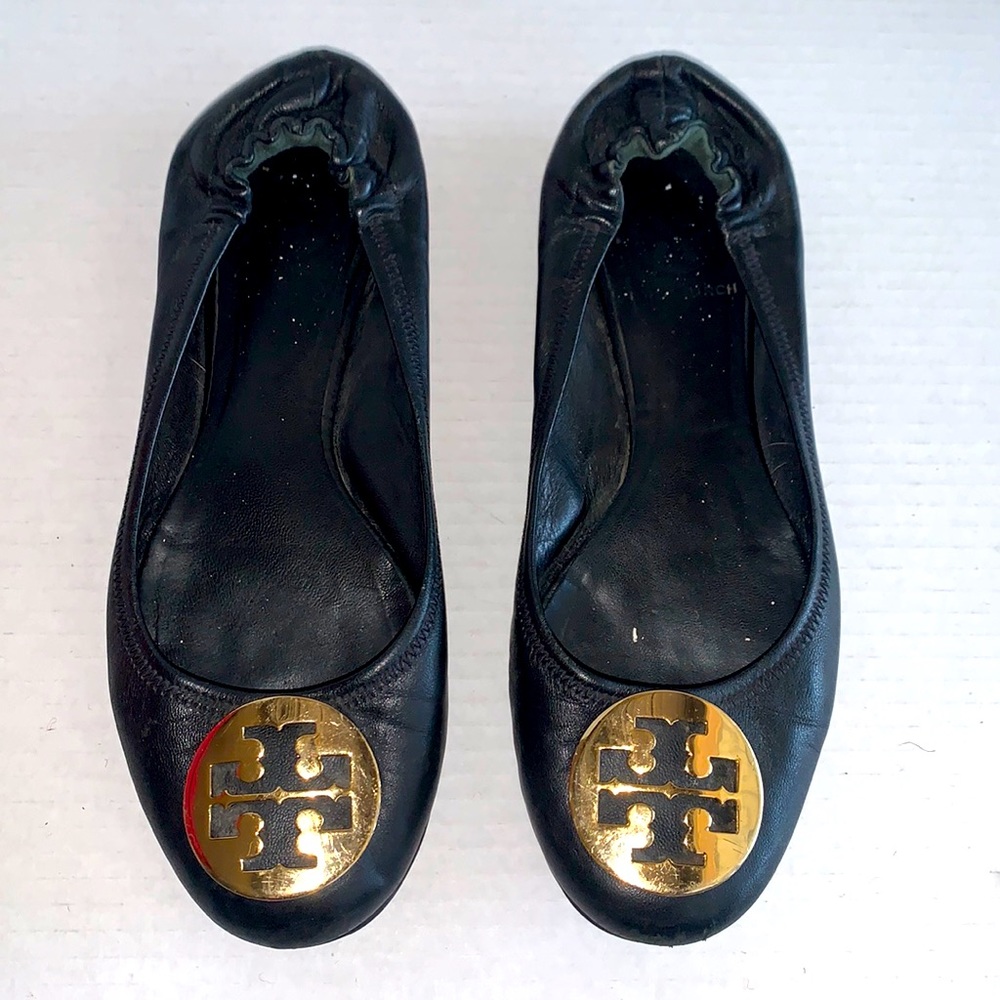 Tory Burch Reva Black Leather Flats